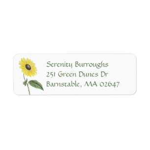 Floral Garden Summer Yellow Sunflower Label