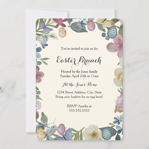 Floral Garden Sweet Easter Brunch Invitation