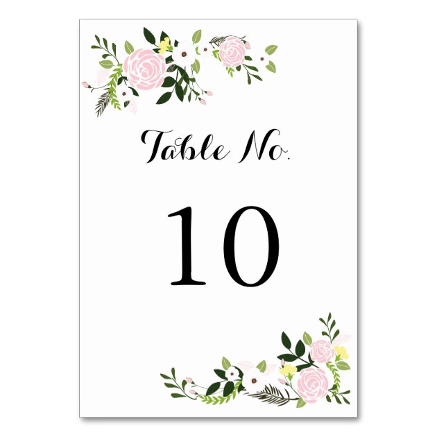 Floral Garden Table Number Card -white