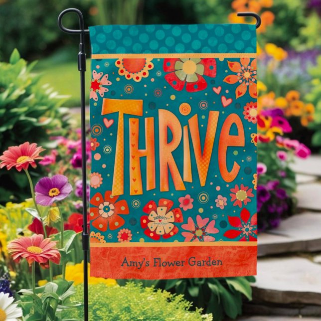  Floral Garden Thrive Fun Custom Name Garden Flag (Creator Uploaded)