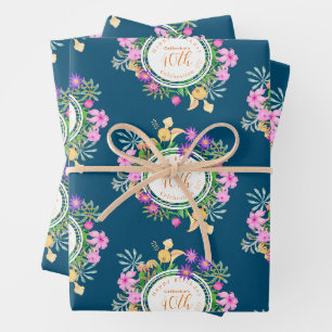 Floral Garden Turquoise Wrapping Paper Sheets