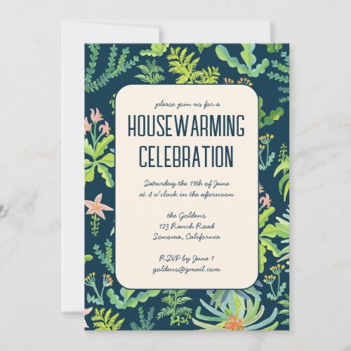 Floral Garden Watercolor Custom HOUSEWARMING PARTY Invitation