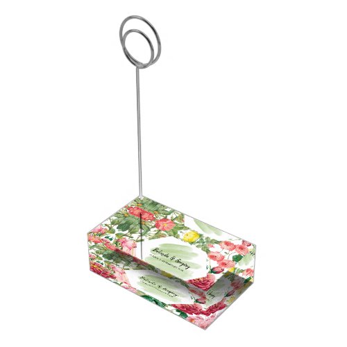 Floral Garden Watercolor Wedding Table Number Place Card Holder