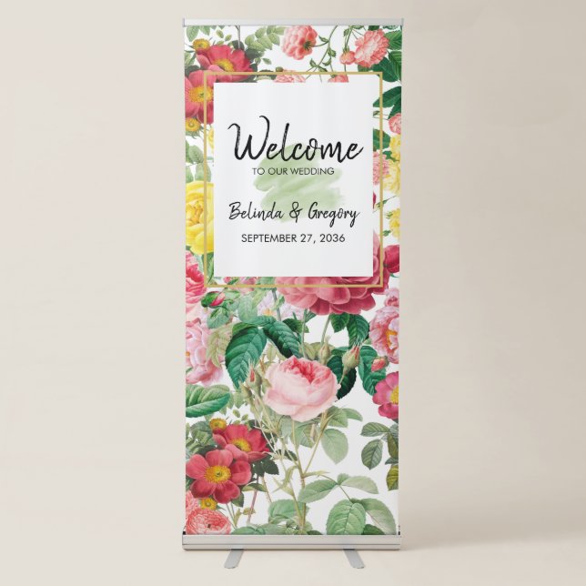 Floral Garden, Watercolor Wedding Welcome Sign (Front)