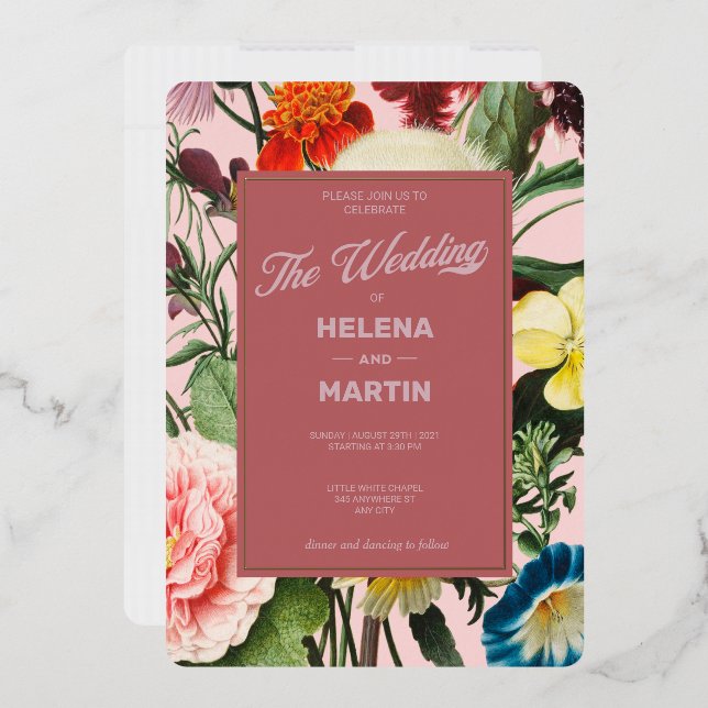 Floral Garden Wedding Foil Invitation (Envelope)