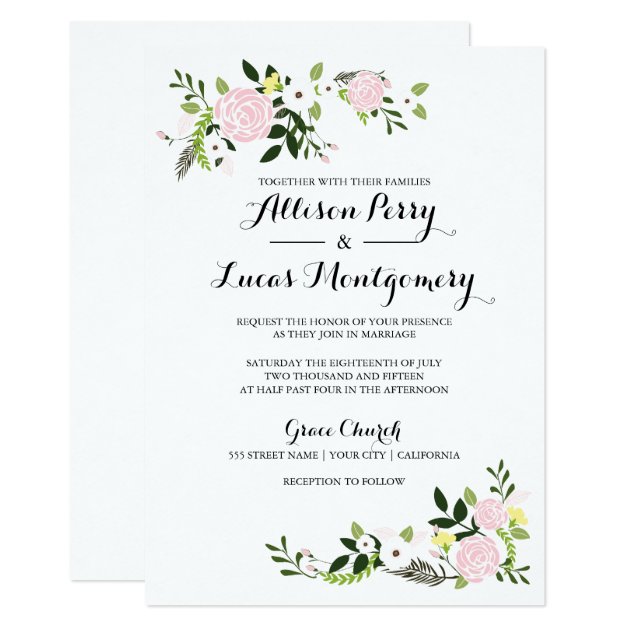 Floral Garden Wedding Invitation - White