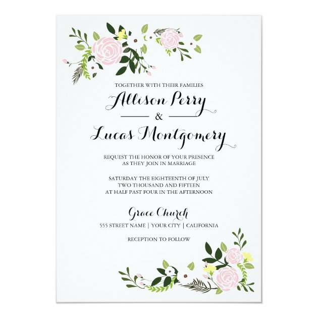 Floral Garden Wedding Invitation - White