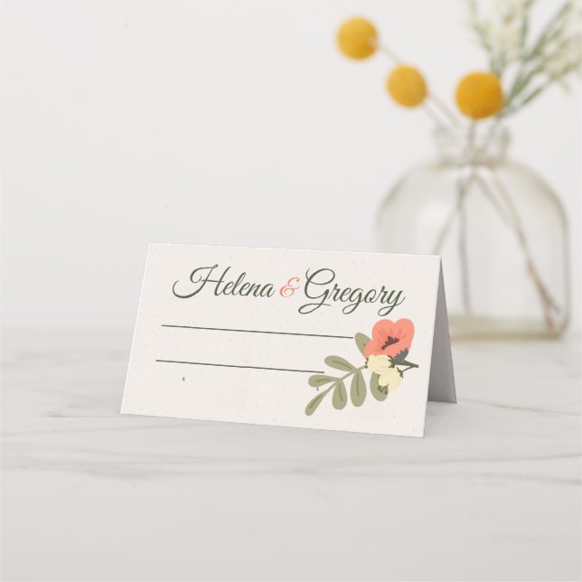 Floral Garden Wedding Place Card (Front)