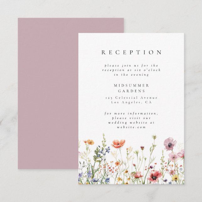 Floral Garden Wedding Reception Enclosure Card (Front/Back)
