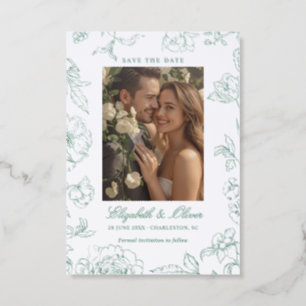 Floral Garden Wedding Save the Date Letterpress Photo Cards