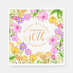Floral Garden White Napkins