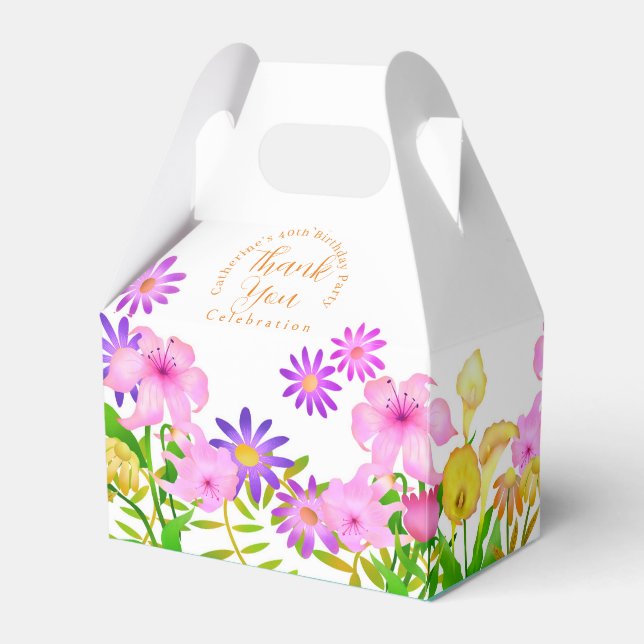 Floral Garden White Tent Favor Box (Front Side)