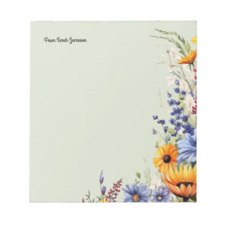 Floral Garden Wildflowers Personalized Notepad