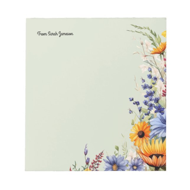 Floral Garden Wildflowers Personalized  Notepad (Front)