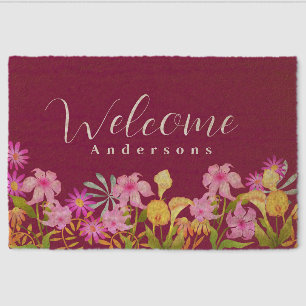Floral Garden WIne Welcome Fiber Doormat