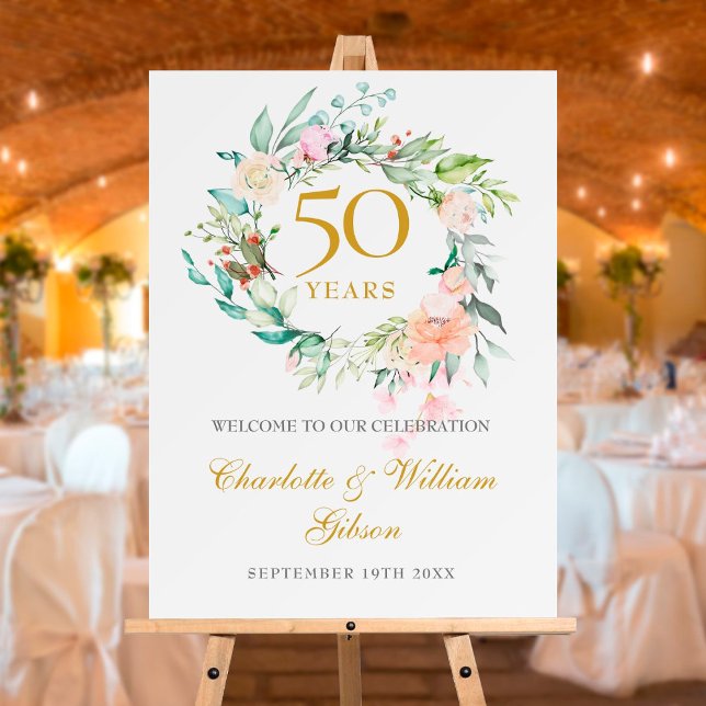 Floral Garland 50th Anniversary Welcome Sign (Creator Uploaded)