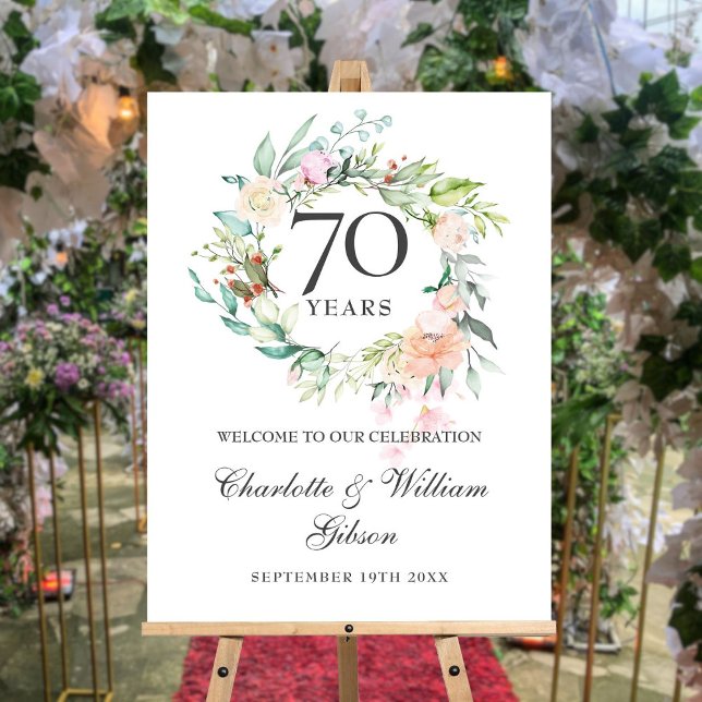 Floral Garland 70th Anniversary Welcome Sign (Floral Garland 70th Anniversary Welcome Sign)