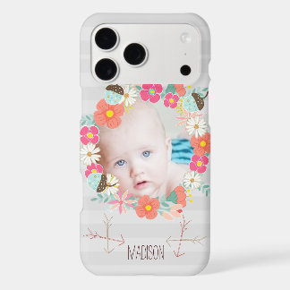 Floral Garland Acorns Arrows New Baby Photo iPhone 17 Pro Max Case