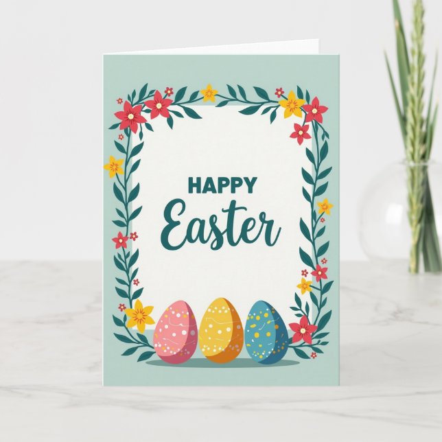 Floral Garland Greeting Card (Front)