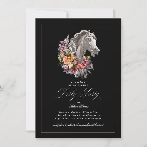 Floral Garland Horse Elegant Derby Party Invitation