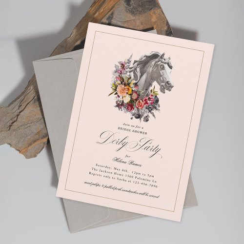 Floral Garland Horse Elegant Derby Party  Invitation