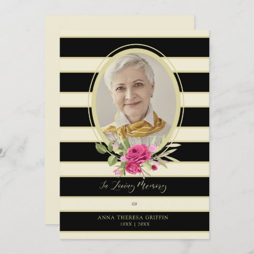 Floral Garland Memorial Loved Ones Golden  Black Invitation