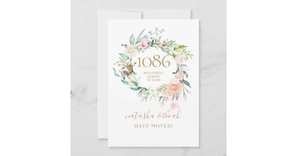 Floral Garland New Home Address Announcement Zazzle