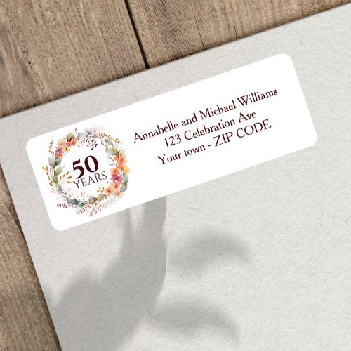 Floral Garland WARM COLOR 50TH ANNIVERSARY   Label