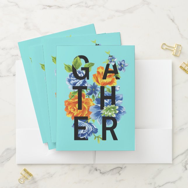 Floral Gather Quote Pocket Folder (In Situ)