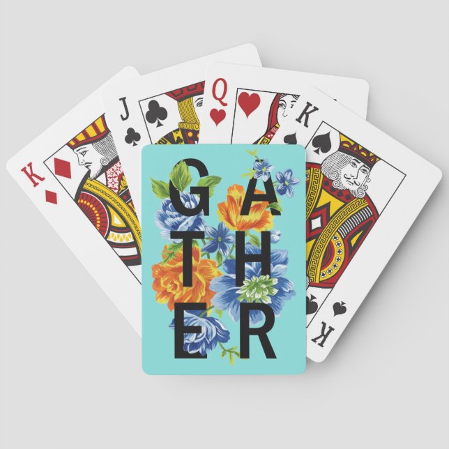 Floral Gather Quote Poker Cards (Back)