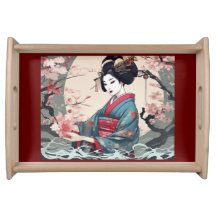 Floral Geisha Serving Tray