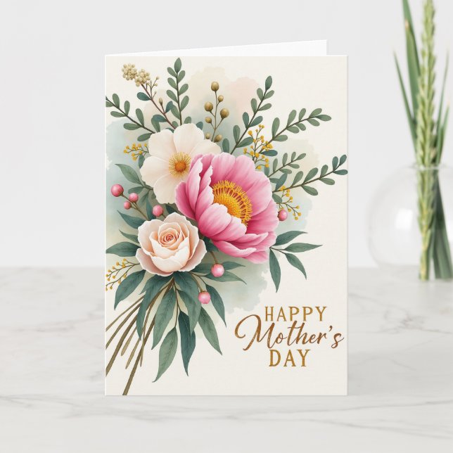 Floral Gem Mothers Day Wishes Card (Front)