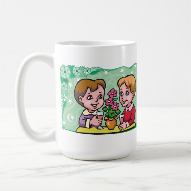 Floral Gemini twin boys with flowers Coffee Mug (Left)
