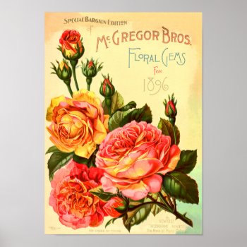 Floral Gems Roses Vintage Seed Catalog Cover Poster by LeAnnS123 at Zazzle