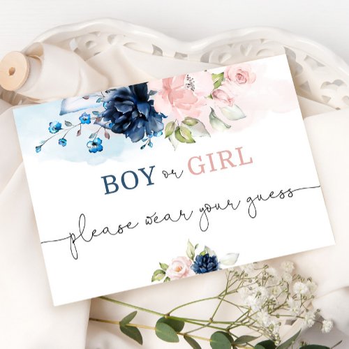 Floral gender reveal boy or girl wear your guess invitation