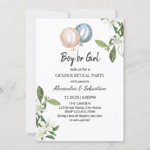 Floral Gender Reveal Invitation