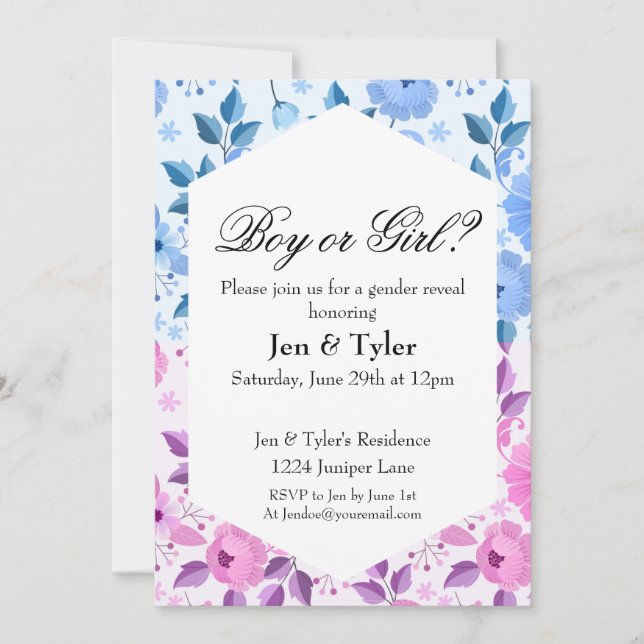 Floral Gender reveal stationery  Invitation (Front)