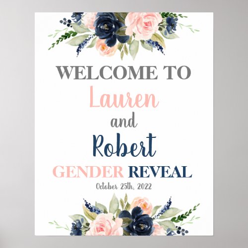 Floral Gender Reveal welcome sign