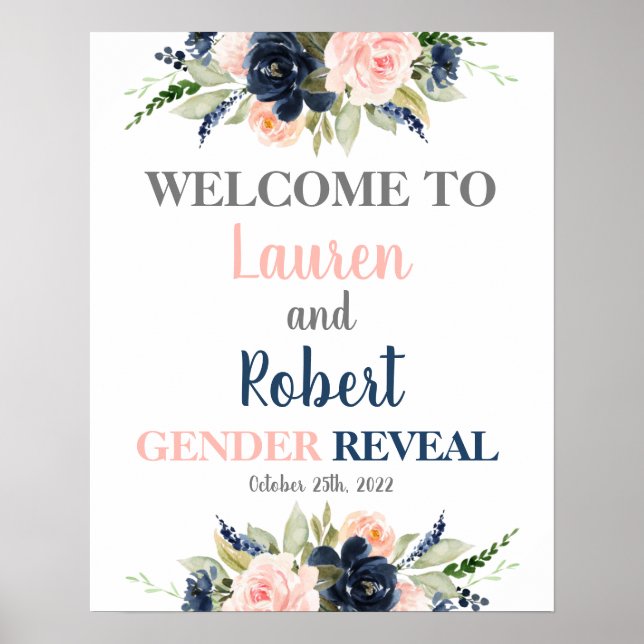 Floral Gender Reveal welcome sign (Front)