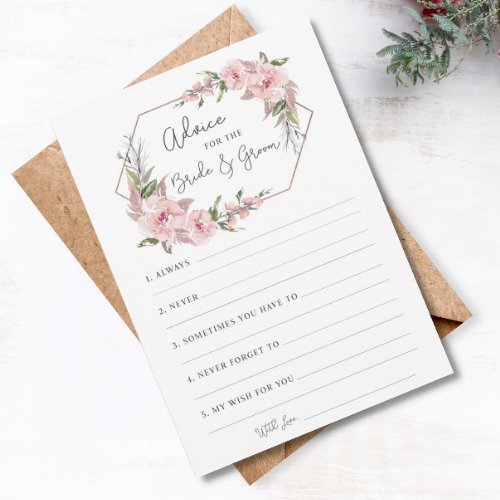 Floral Geometric Advice for Bride  Groom Card