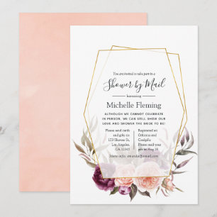 Floral Geometric Baby or Bridal Shower by Mail Invitation