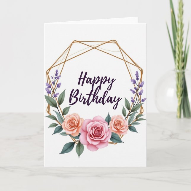 Floral Geometric Birthday Card (Front)