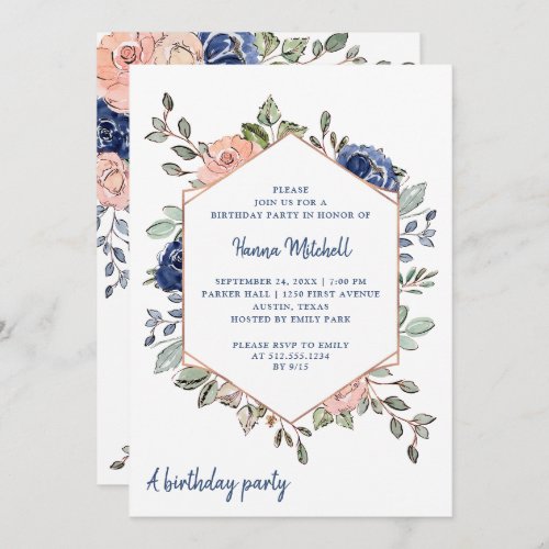 Floral Geometric  Birthday Party Invitation