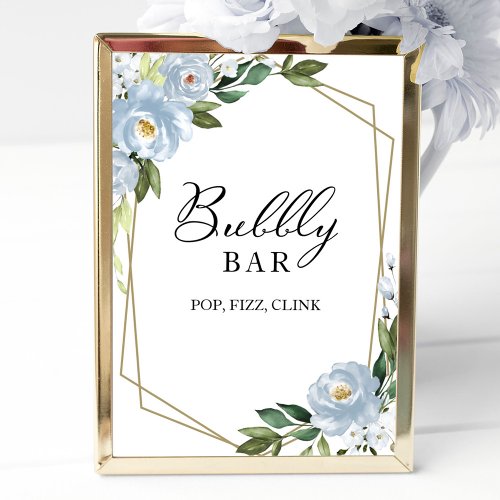 Floral Geometric Bubbly Bar Pop Fizz Clink Sign