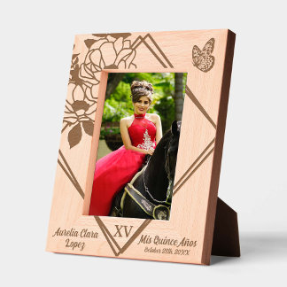 Floral Geometric Butterfly Quinceañera Mis XV 15 Engraved Frames