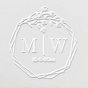Floral Geometric Frm Couple Wedding 2 Initial Date Embosser