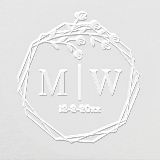 Floral Geometric Frm Couple Wedding 2 Initial Date Embosser (Design)