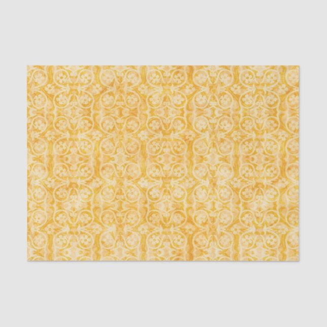 Floral Geometric Gold Beige Tissue Paper (Front)