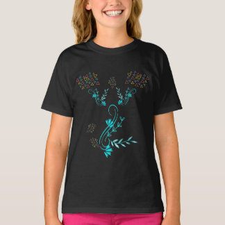 Floral Geometric Gradient Girls' Basic T-Shirt