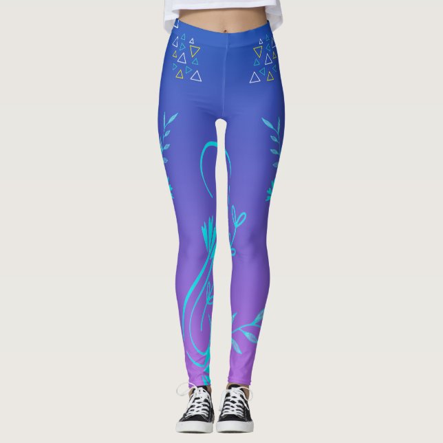 Floral Geometric Gradient Leggings (Front)